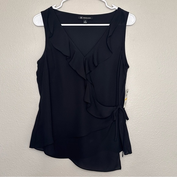 INC International Concepts Tops - INC Sleeveless Blouse Featuring V-neck cascading ruffle front and side tie sz M.